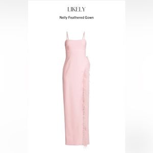 LIKELY Nelly Feathered Gown - Pink Feather Formal Dress